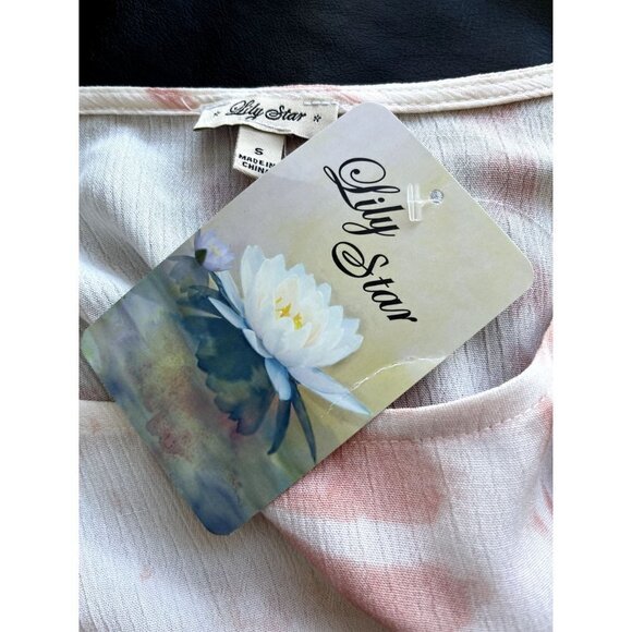 Lily Star NWT Pink & White Tie Dye Blouse S - Picture 4 of 5